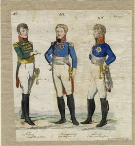 Gérôme Bonaparte, Re di Vestfalia, Principe Luigi Ferdinando di Prussia e Ludovico I di Baviera da Unbekannt
