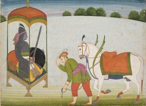 Kalki Avatar, la Futura Incarnazione di Vishnu: Pagina da un Manoscritto Disperso da Unbekannt