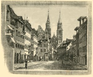 Karolinen-Strasse e Chiesa di San Lorenzo, Norimberga, 1890