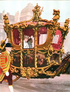 Re Giorgio V e la Regina Maria nella storica carrozza di Stato, c. 1935 da Unbekannt