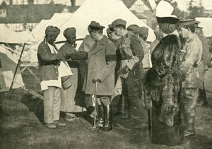 Re Giorgio e la regina Maria visitano i soldati feriti, Prima Guerra Mondiale, 1915