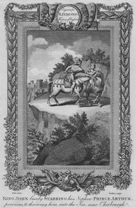 Re Giovanni accoltella vilmente suo nipote Principe Arturo, prima di gettarlo in mare, c1787