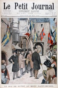Re Oscar II di Svezia in visita a Mont Saint-Michel, Normandia, Francia, 1902