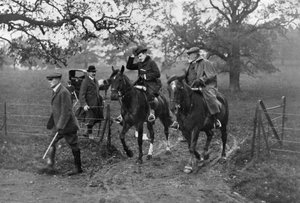 Re Edoardo VII del Regno Unito e Manuele II del Portogallo a caccia, 1909 da Unbekannt