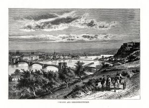 Coblenza e Festung Ehrenbreitstein, Germania, 1879 da Unbekannt