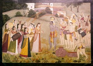Krishna che celebra il Festival di Primavera di Holi da Unbekannt