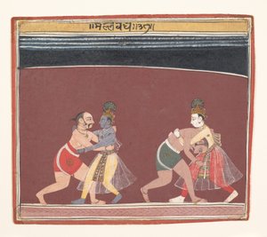 Krishna e Balarama combattono i lottatori del re malvagio Kamsa