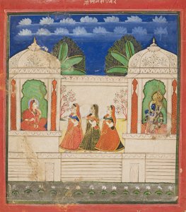 Krishna e Radha in due padiglioni, XIX secolo