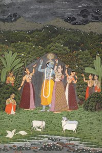 Krishna e le Gopi si Riparano dalla Pioggia, 1760 da Unbekannt