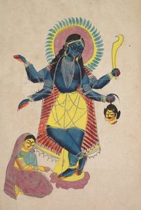 Krishna come Kali adorato da Radha, 1800 da Unbekannt