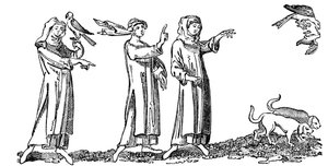 Signore a caccia con il falco