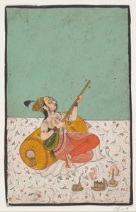 Signora musicista che suona un sitar, ca. 1800 da Unbekannt