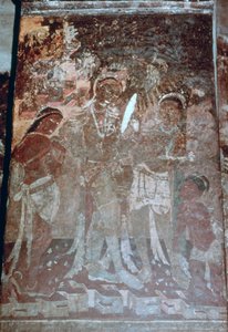 Signora alla sua toilette, affresco della grotta, Ajanta, India. I-V secolo
