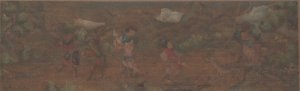 Paesaggio con figura in ambientazione boschiva da Unbekannt