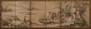 Paesaggio: i Sette Saggi del Bosco di Bambù, periodo Momoyama, 1568-1615 da Unbekannt