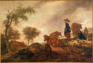 Paesaggio con pastori da Unbekannt