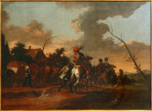 Paesaggio con un corteo di cavalieri da Unbekannt
