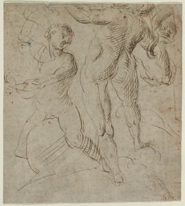 Laocoonte recto, Battaglia del Ponte Milvio frammento verso, seconda metà del XVI secolo