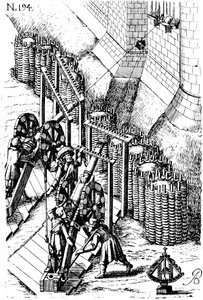 Assedio con cannone sul bersaglio, da Le diverse et artificiose machine, 1620 da Unbekannt