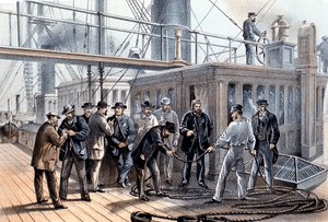 Posa del cavo telegrafico transatlantico, 1865 da Unbekannt