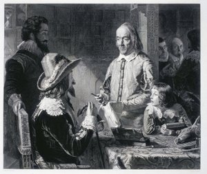 Il medico inglese William Harvey (1578-1637) mostra al re Carlo I Stuart d