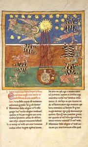 Foglio da un manoscritto di Beatus: al suono della tromba del quinto angelo da Unbekannt