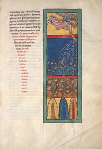 Foglio da un manoscritto Beatus: il primo angelo suona la tromba da Unbekannt