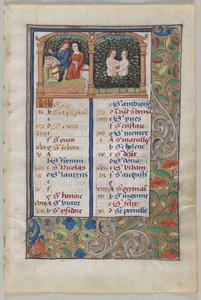 Foglio da un Libro delle Ore: Pagina del Calendario per Maggio recto e Pagina del Calendario per Giugno..., c. 1510 da Unbekannt