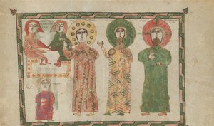 Foglio da un libro dei Vangeli con quattro evangelisti in piedi, 1290-1330 da Unbekannt