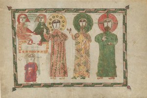 Foglio da un libro dei Vangeli con quattro evangelisti in piedi, armeno, 1290-1330 da Unbekannt