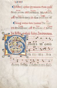 Foglio da un Graduale: Iniziale G con Cristo, la Vergine e gli Apostoli, c. 1300 da Unbekannt