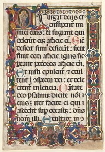 Foglio da un Salterio con Bordo Completo con Medaglioni Annunciazione, SS. Girolamo, Chiara..., 1475 da Unbekannt