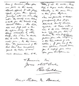 Lettera di Richard Cobden a Theodore Benard sull