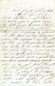 Lettera firmata David T. Massey, Fort Curtis, Helena, Ark., a suo padre (Nathan Massey), 21 aprile 1863