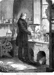 Liebig nel suo laboratorio-Chimica, metà XIX secolo c1885