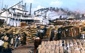 Caricamento del cotone su una nave, Memphis, Tennessee, USA, c1900 da Unbekannt
