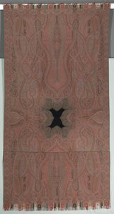 Lungo scialle con grandi boteh simmetrici e piccolo centro nero, 1855-1862 da Unbekannt