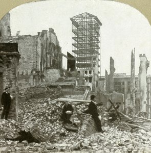 Guardando a sud, angolo Sutter e Stockton, 1906