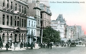 Guardando a ovest lungo Collins Street, Melbourne, Australia, 1912