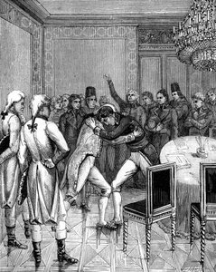 Lord Cornwallis e Joseph Bonaparte si abbracciano ad Amiens, Francia, 1802