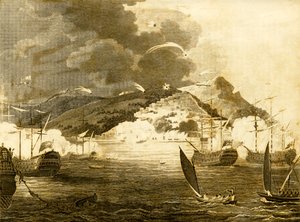 La flotta di Lord Exmouth che bombarda la città di Algeri, 1816