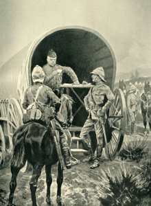 Lord Roberts che scrive dispacci nel carro da trasporto in cui dormiva, 1901 da Unbekannt