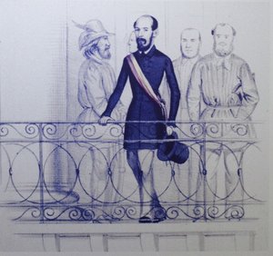 Lorenzo Brentano sul balcone del Rathaus a Karlsruhe da Unbekannt