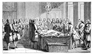 Luigi XV firma il nuovo trattato, 1757, 1885
