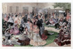Ora di pranzo dietro la tribuna principale, corse di Ascot, 1872 da Unbekannt