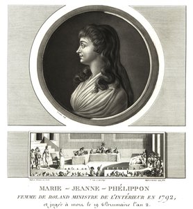 Madame Roland o Marie-Jeanne Phelippon (1754-1793), Girondina, insieme al marito Jean-Marie Roland de la Platiere