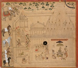 Maharana Amar Singh di Mewar al tempio di Eklingji, c1705 da Unbekannt