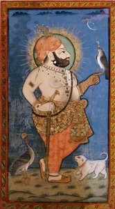 Maharana Bhim Singh con un falco, 1805-1810