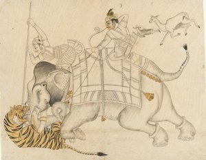 Maharao Shatru Sal II che caccia una tigre da Unbekannt