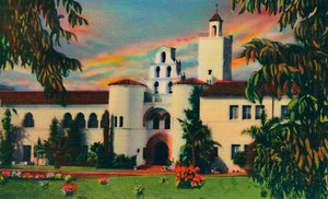 Ingresso principale. Edificio amministrativo, State College. San Diego, California, c1941